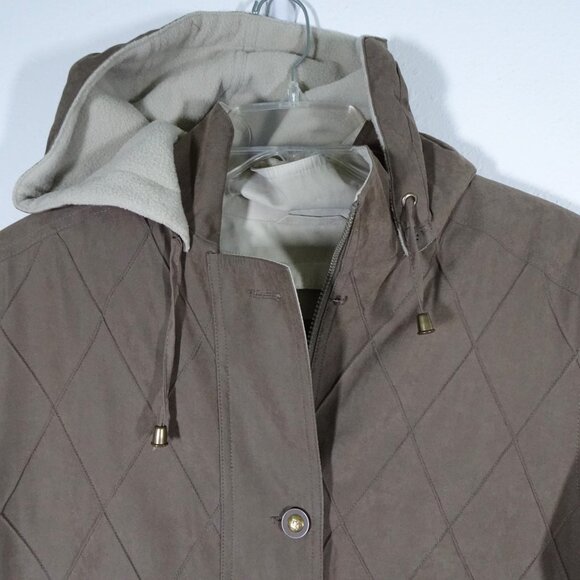 Braetan Jacket Coat Lined Full Zip & Button Remove Hood & Lining Brown Size L - Picture 3 of 9
